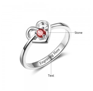 Birthstone Ring, Sterling Silver Personalized Engravable Ring JEWJORI102498